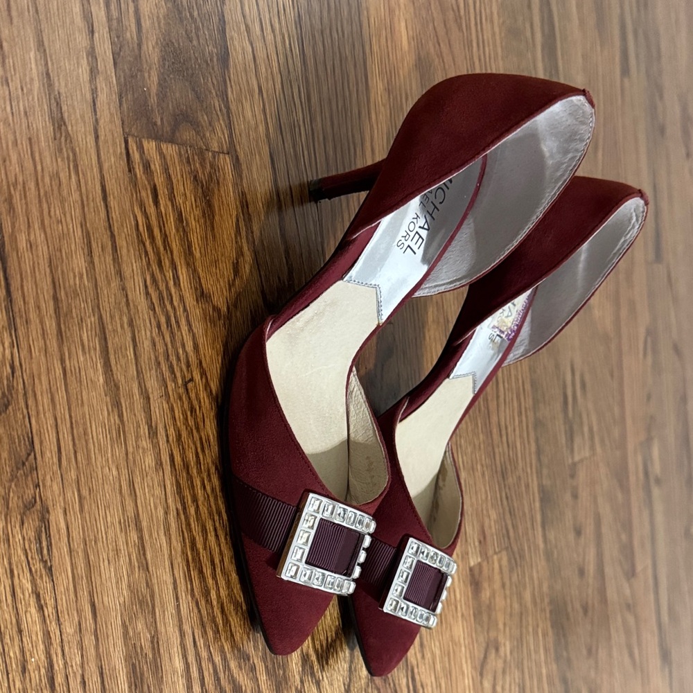 Michael Kors Burgundy Heels with Crystal Buckle - Picture 2 of 5